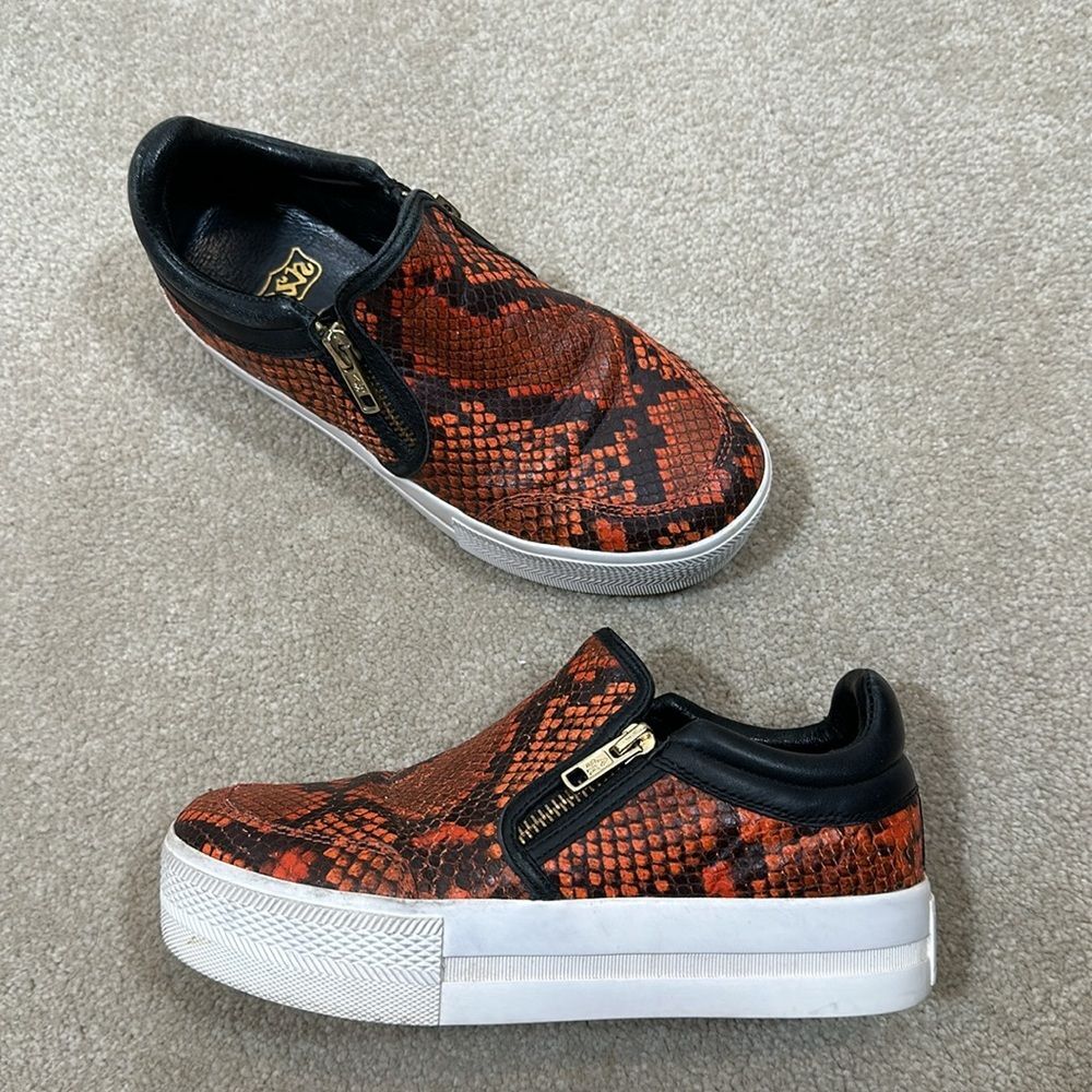 Ash Jordy Trainers Coral Cobra Print Leather EU Size 36/ Women U.S. Size 5